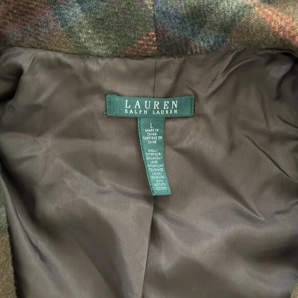 Vintage Lauren Ralph Lauren Wool Plaid Cape Sweater Jacket Size Large - Picture 3 of 6